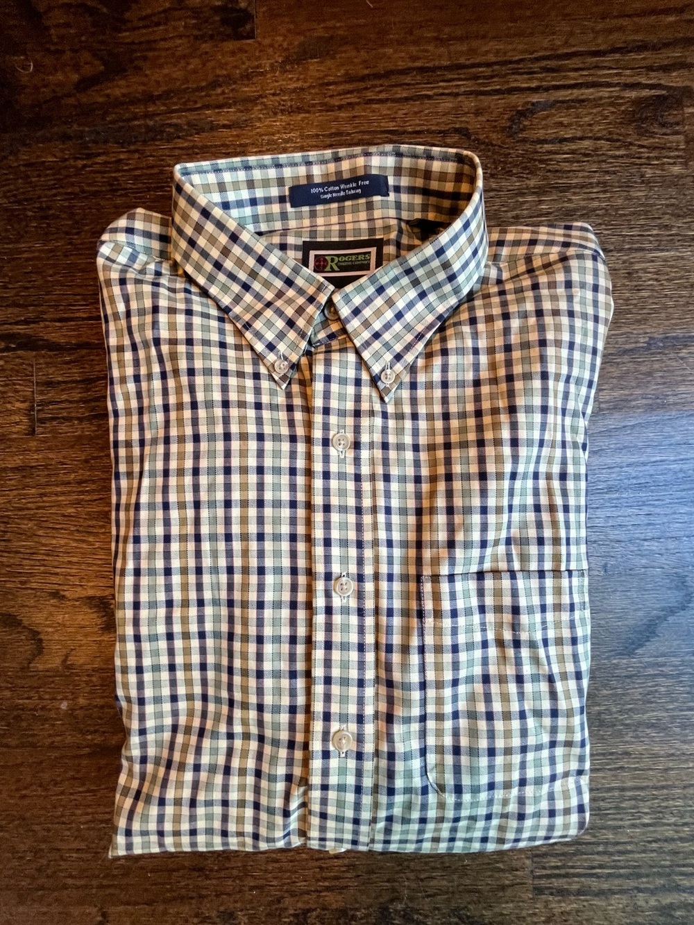 Men’s Plaid Button-Down Shirt in Blue, Green & Cream like NEW-XL